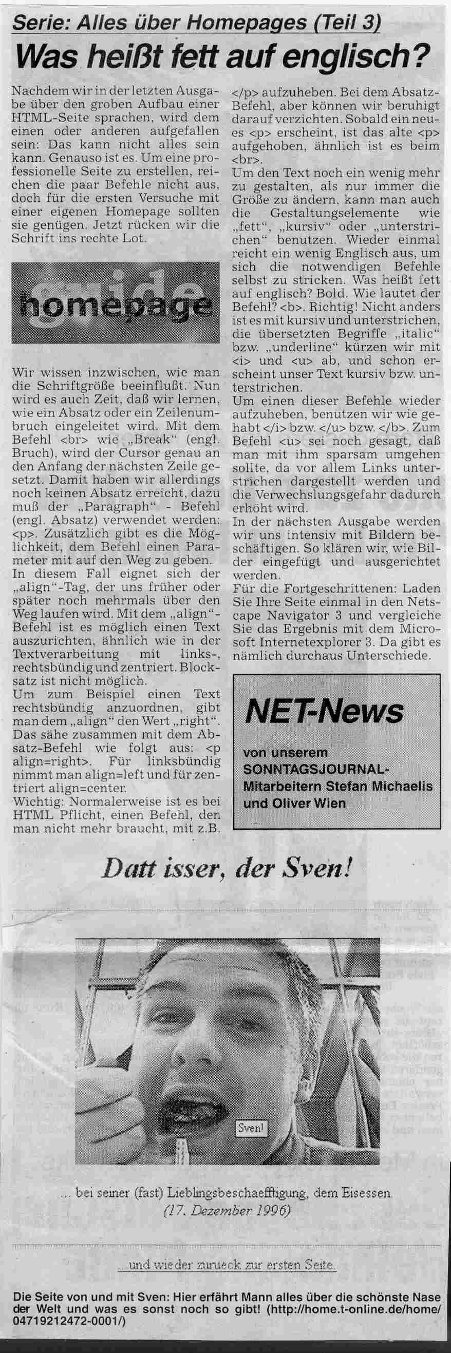 Nordsee Zeitung 17.8.1997